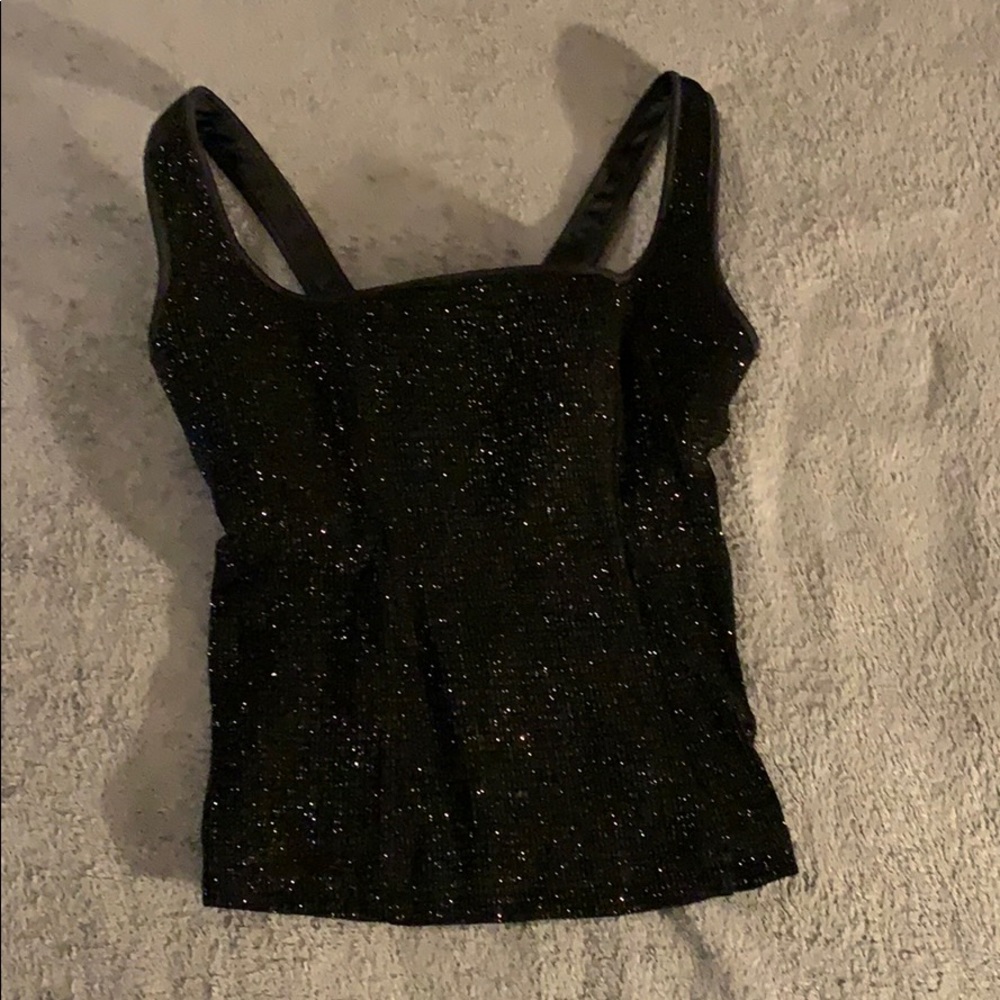 MSK Ladies Black Glitter Tank Top Evening Wear
